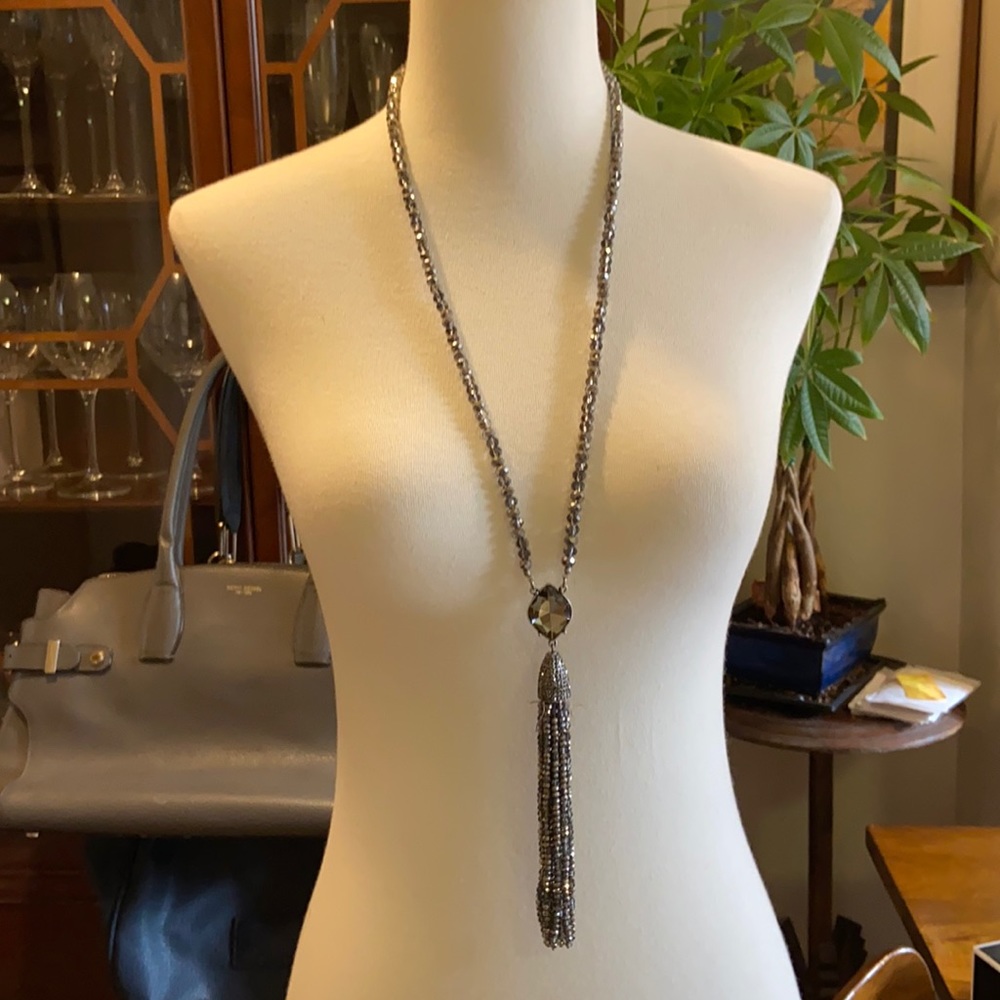 Stunning! Silver beaded and jeweled necklace